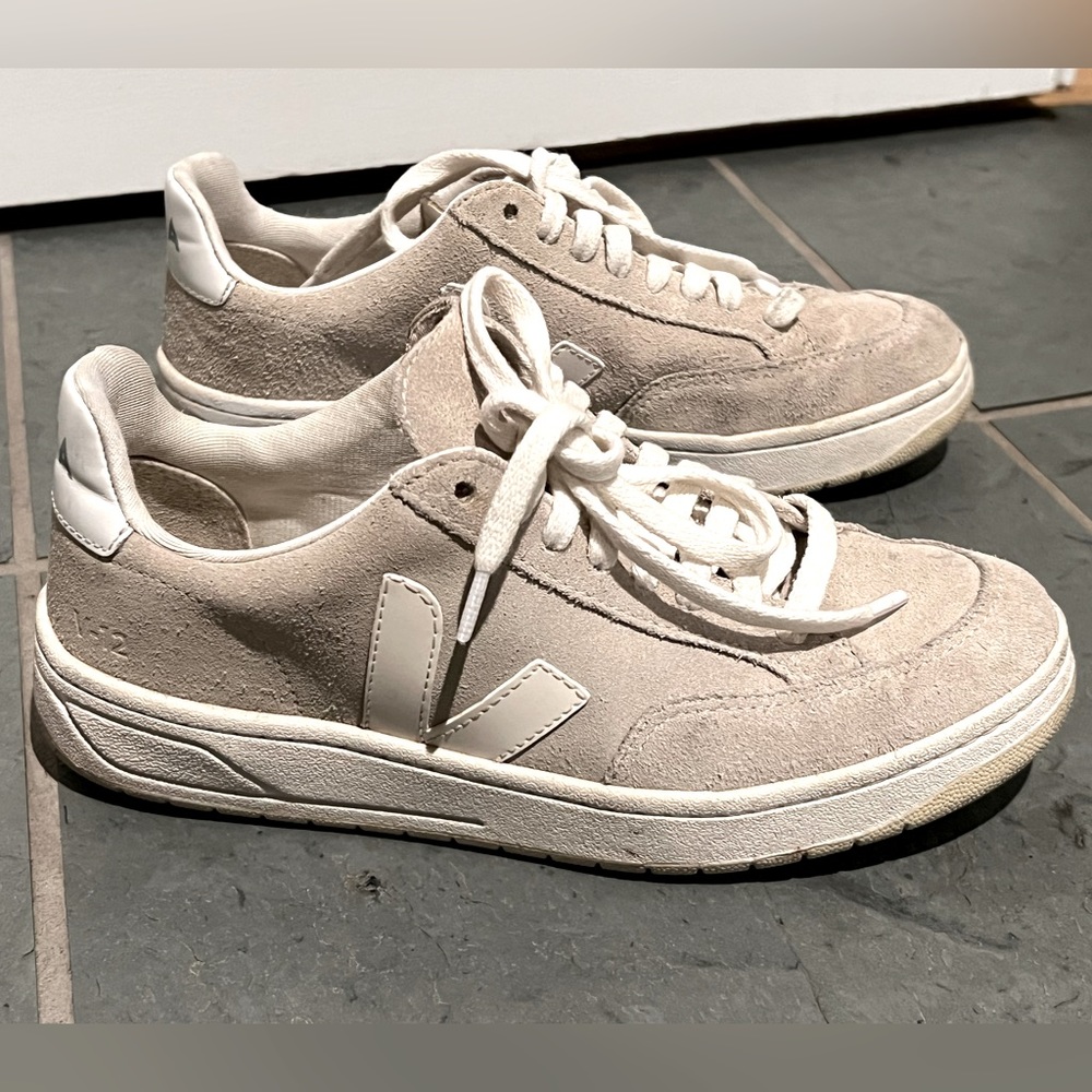 Veja V-12 Suede White and Stone Sneakers Size 36